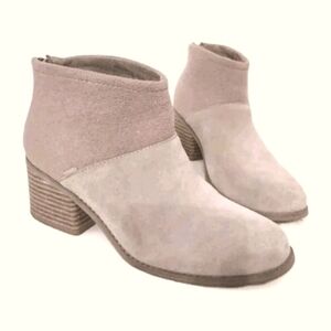 Toms Women's Faux Suede Mixed‎ Media Ankle Boots Sz 8 Casual Desert Taupe Shoe